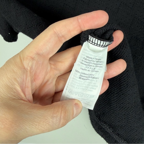 Madewell Black Knit Pointelle Button-Front Cotton Cropped Scoop Top Size XL - Picture 8 of 9